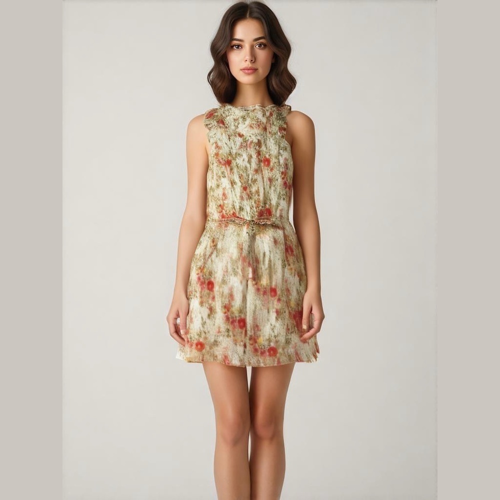 Old Navy Floral Dress Size Small Fully Lined Elastic Waist With Tie Ruffles
NWT